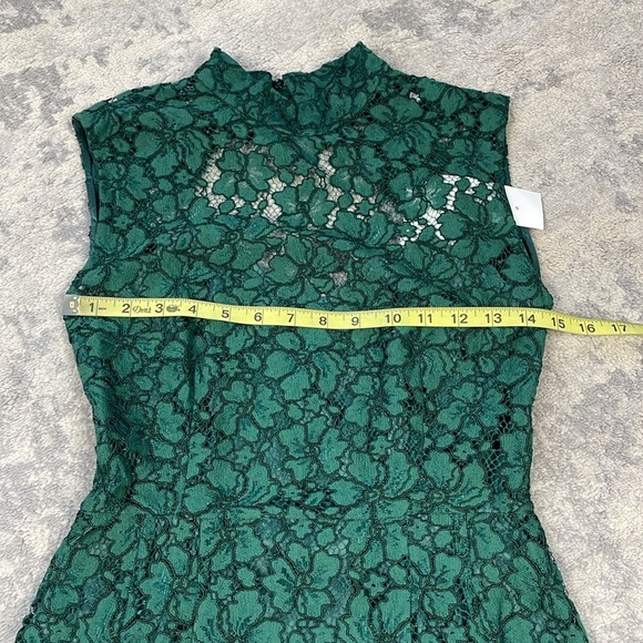 NWT Sandro Paris Romie Lace Mini Dress Mock Neck Open Back Green Sz 1 - Picture 11 of 16